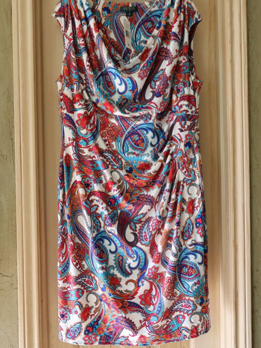 NWT Ralph Lauren Cowl Neck Paisley Dress Size 20W